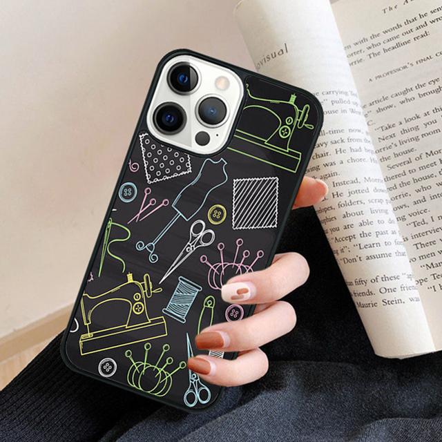 Sewing Machine Pattern Phone Case Back Cover for iPhone 17 Air 16 15 14 13 11 12 Pro Max Plus Fundas Coque