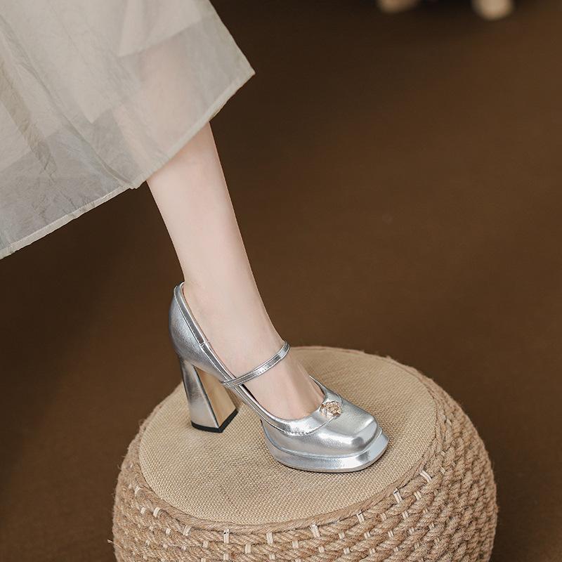 Summer fairy style high heels thick heel waterproof table bag head Mary Jane 2025 autumn new women's shoes with skirts