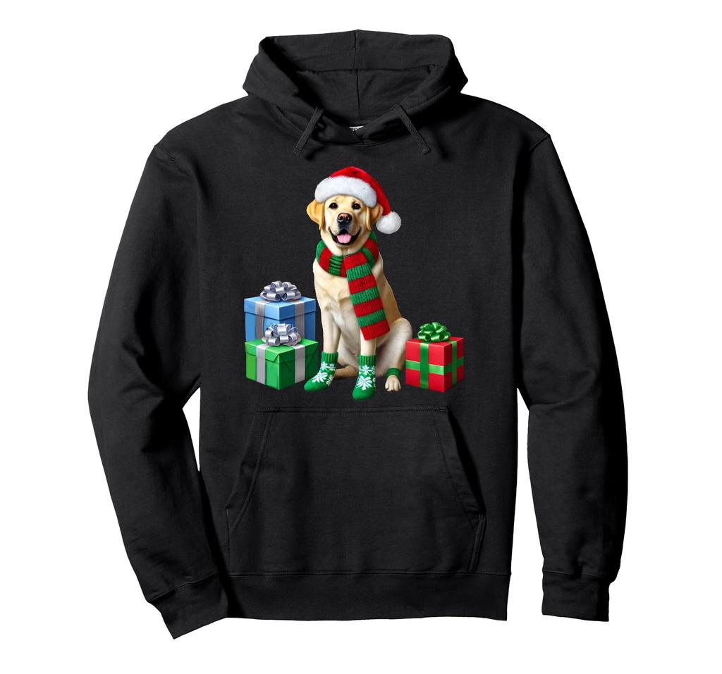 yellow labrador christmas dog santa hat pajamas puppy puppy hoodie