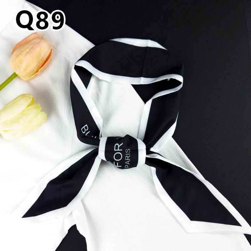 New Long Versatile Silk Scarf Tied Hair Band Bow Letter Floral Streamer Tied Bag Gift Small Silk Scarf