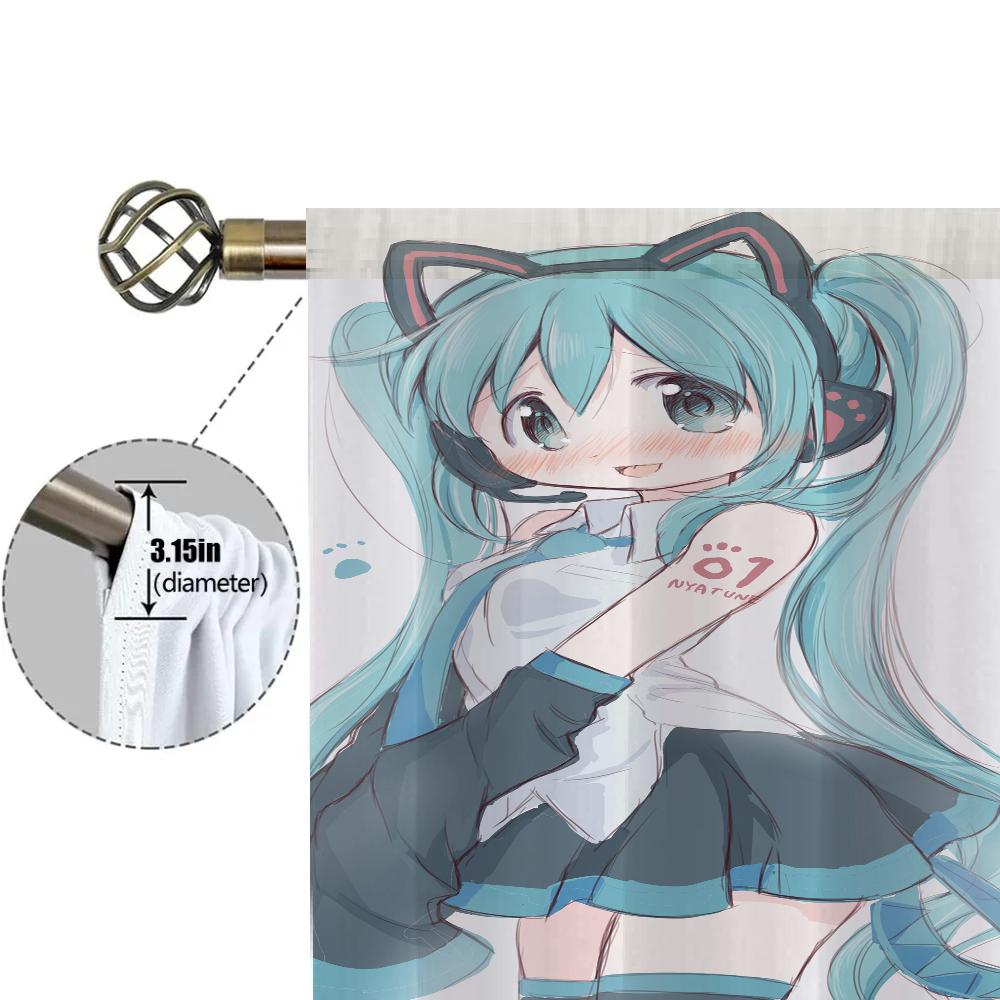 Window Kitchen Curtains for Living Room 2 Pieces Blackout Curtains Door Curtain Hatsune M-mikus Partition Bedroom Decoration