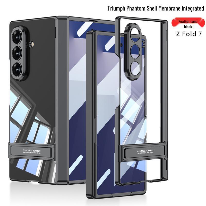 Samsung Z Fold7 Magnetic Hinge Case - Transparent Protective Cover with Triumph Stand