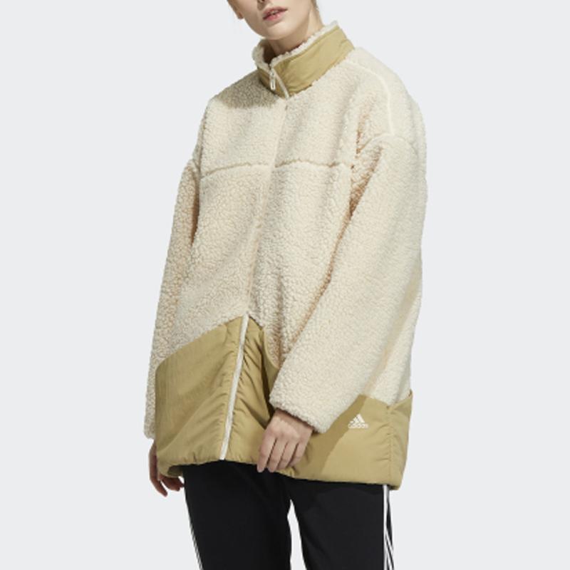 Adidas Originals Retro Sports Stand Collar Color Block Splicing Zipper Long Sleeve Jacket Women Jacket Yellow H29563