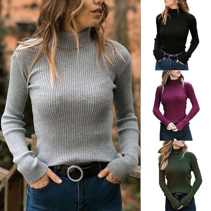 Women's Winter Turtleneck Sweater Casual Slim Fit Long Sleeve Warm Tops Blouse