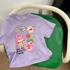Girls Summer Cotton Short Sleeve T Shirt Korean Loose Round Neck Top Baby Kids Solid Print Tee