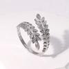 Adjustable Open Leaf Ring Natural Decorative Ring Nature Style Stainless Steel Inspired Jewelry for Women Girls