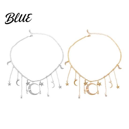 Ciondoli Collana con Stella e Luna Catena con Nappa Boho Choker
