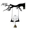 Gothic Home Accents Halloween Ghost Swing Bat WELCOME Wind Chime, Bell Door Decoration with Vintage Copper Dead Tree Silhouette Bells, Rustic