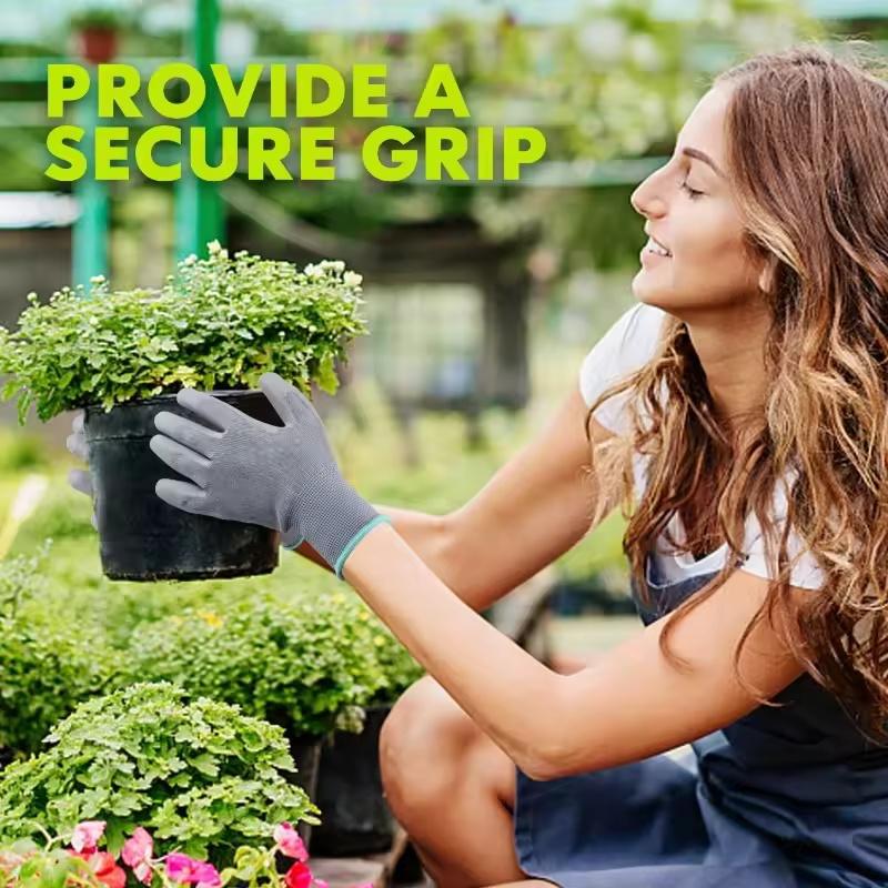 2/6Pairs Safety Work Gloves PU Coated Seamless Knit Gloves with Smooth Grip for Men Women Construction Mechanic Warehouse Gloves