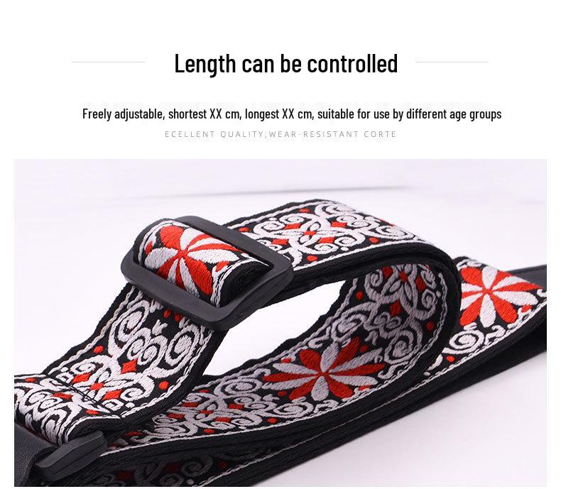 Folk Style Canvas Guitar Strap for Electric, Acoustic, and Bass Guitars - Ethnic Design Shoulder Strap
