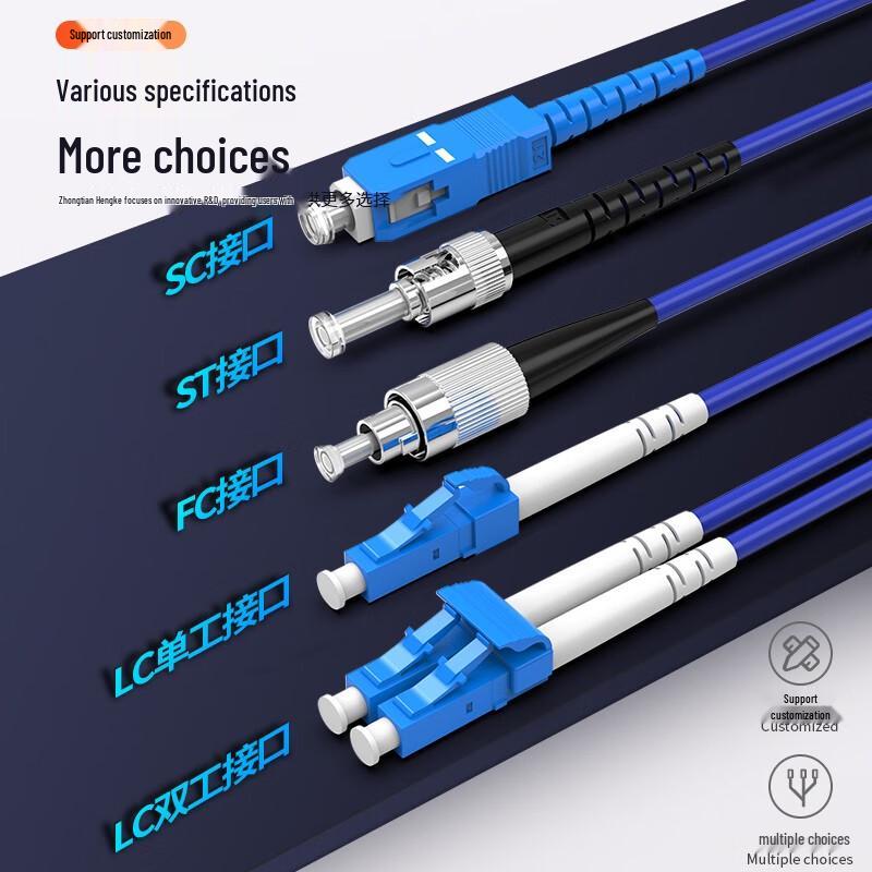 Zhongtianhengke Armored Indoor Telecom-Grade Single-Mode Dual-Core Fiber Optic Patch Cord