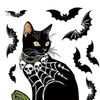 Glue Free Window Sticker 4 Sheets Halloween Black Cat Clings, Spooky Pumpkin Reusable Decorative Mirror Cling Sticker, Double Sided Static Decals for