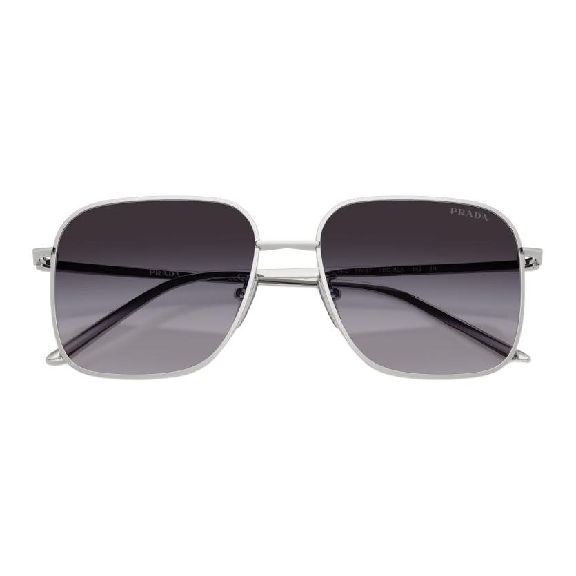Prada Metal Square Sunglasses With Logo Women Sunglasses Silver PR-C54SD-1BC90A
