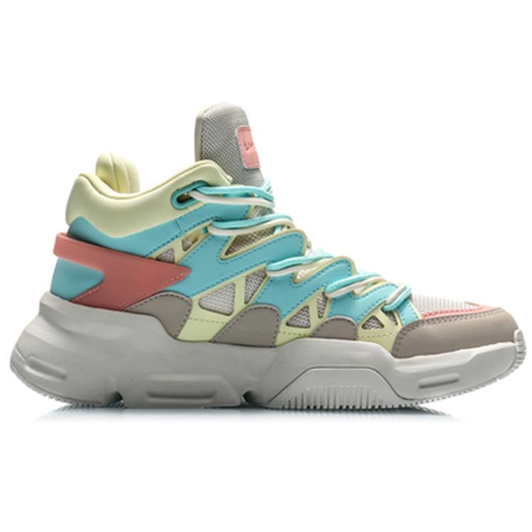Li Ning Slip Resistant And Breathable High top Vintage Basketball Shoes Women's Electric Blue AGBQ062-3