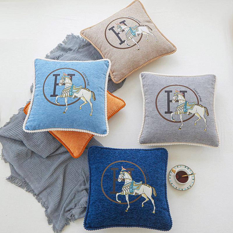 Chenille Jacquard Luxury Pillowcase - White Horse Design