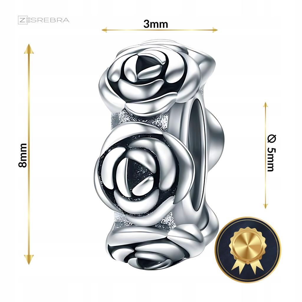 Charms Stopper Roses Pr 925 Pendant Bead Flower Beads Gift Love