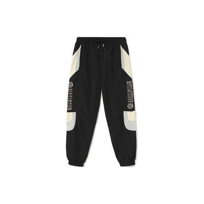 Li Ning Badfive Sports Basketball Series Theme Print Color Block Loose Fit Cuffed Knit Joggers Men Joggers Black AYKR369-2