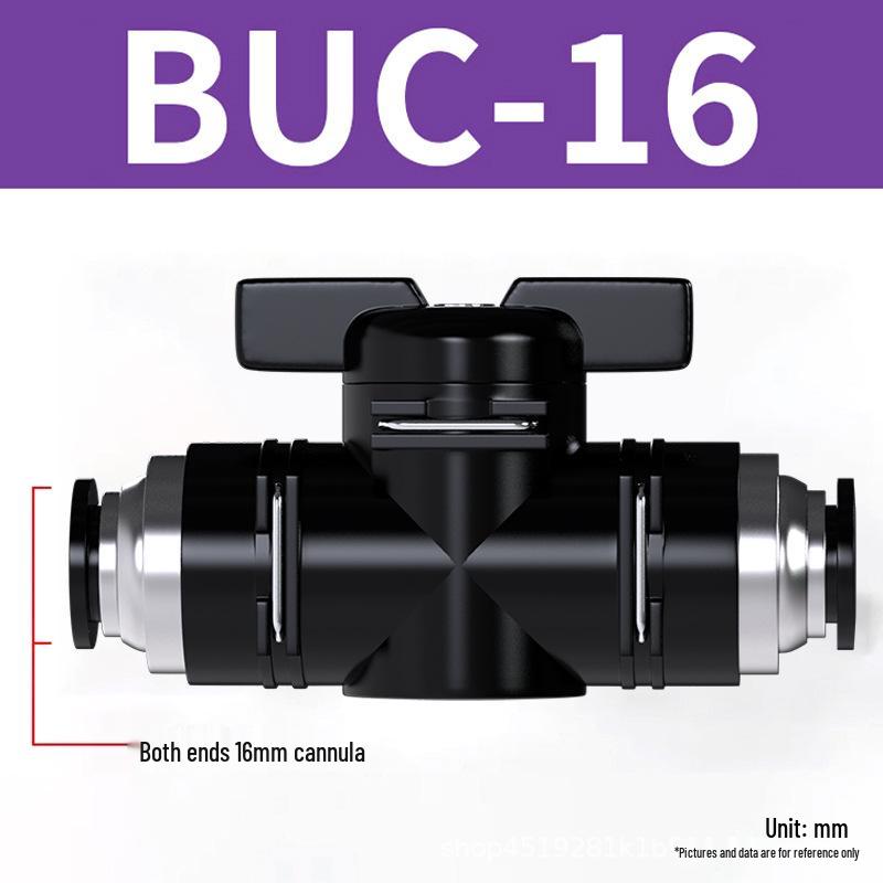 Zhuoji Pneumatic BUC-6-10 Hand Valve with 8mm Tubing, 12mm Straight-Through Air Valve, Quick-Connect Fittings.