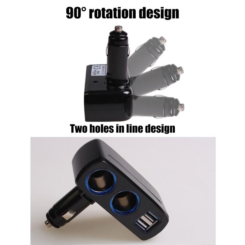 12V/24V Vehicles  Socket Splitter Multiple Device Charging Car Accessory 2 USB Interfaces Totally 3.1A Output