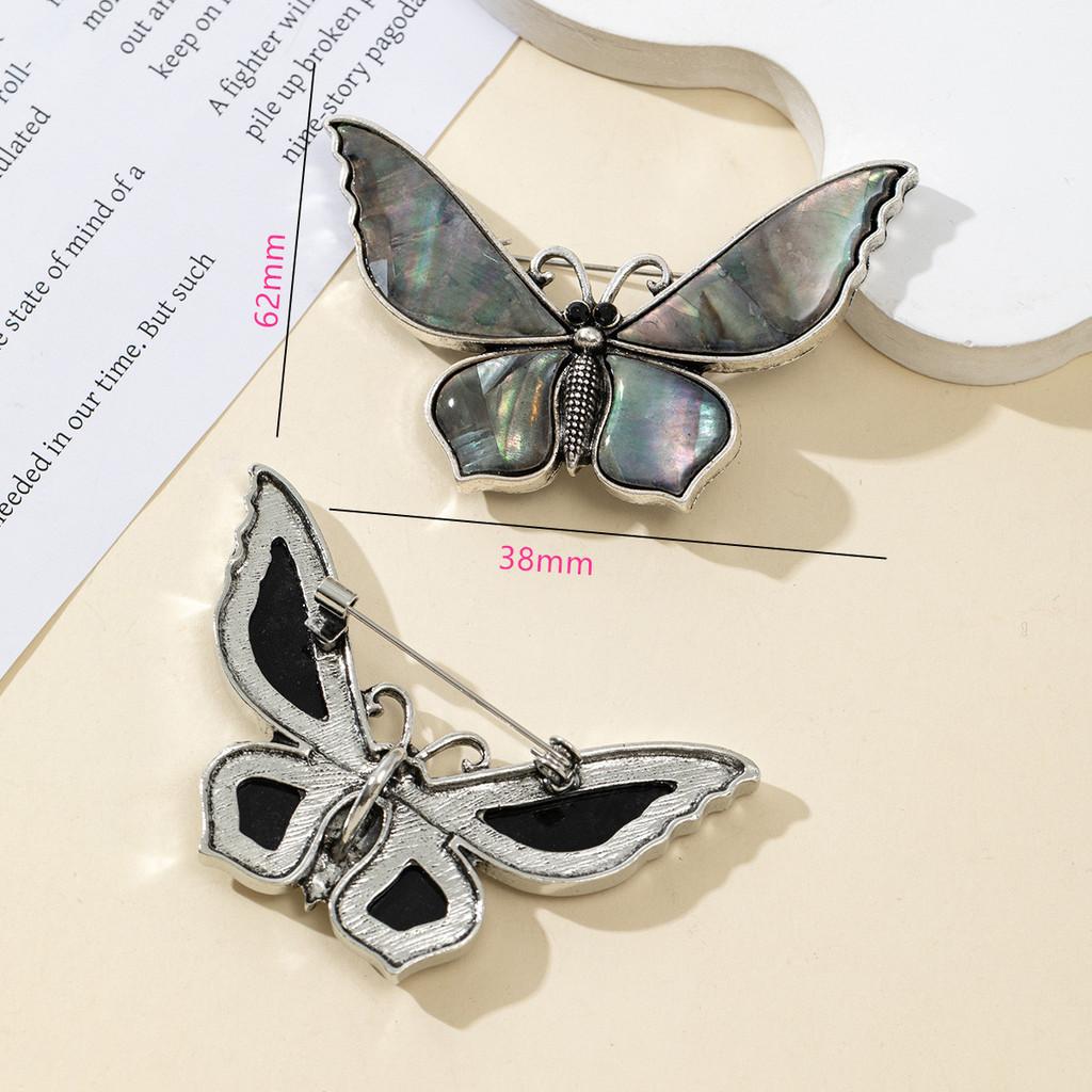 Cartoon Butterfly Shell Pin Brooch With Embedding Craft For Unisex Diy Jewelry