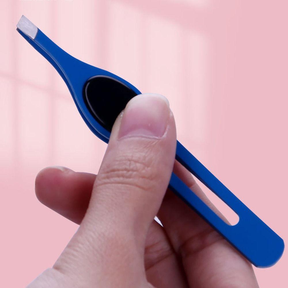 Non-slip Handle Slanted Eye Brow Clips Hair Removal False Eyelash Tweezers  Women