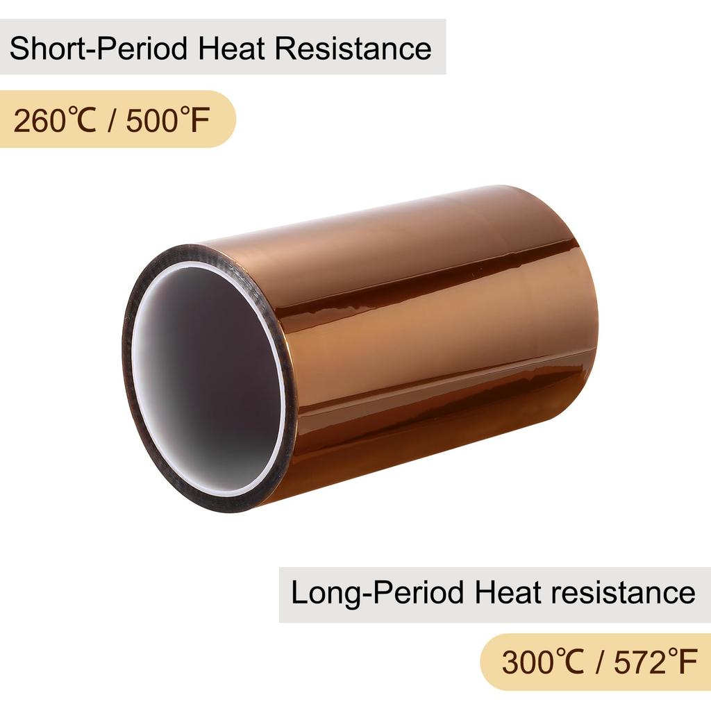 Uxcell Taśma odporna na ciepło 1 opakowanie Taśma samoprzylepna z folii poliimidowej wysokotemperaturowej 150 mm x 33 m - Taśma, (108 stóp)