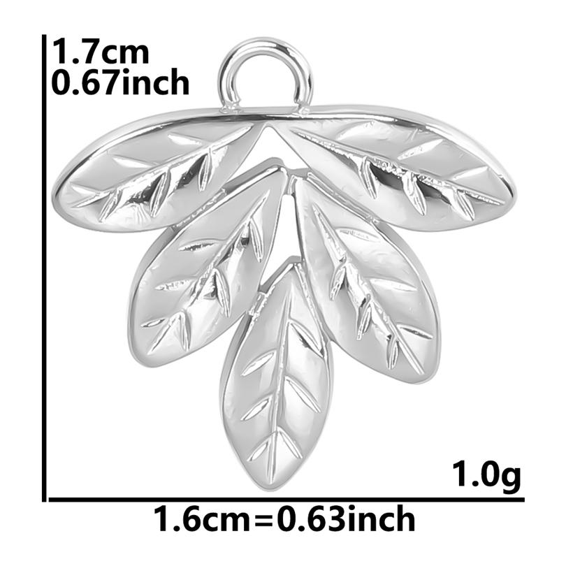 6pcs Silver Color Plant Tree Leaf Flower Charms For Jewelry Making Earring Necklace Connector Stainless Steel Charm Pendant Bulk