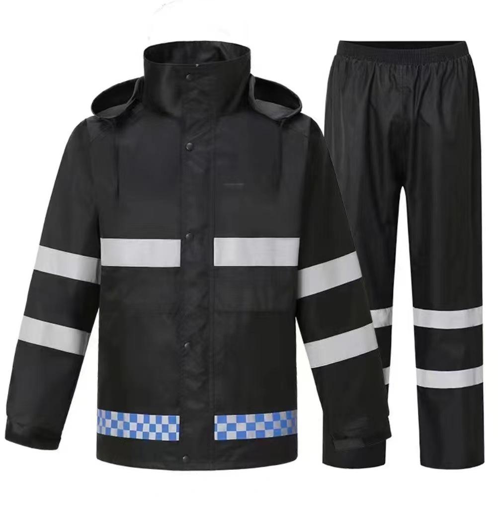 Reflective Raincoat and Rain Pants Set for Outdoor Traffic Duty and Flood Control
