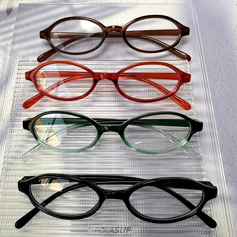 4 Pack Polycarbonate Y2K Fashion Oval Frame Non-Prescription Spectacles with Full Rim