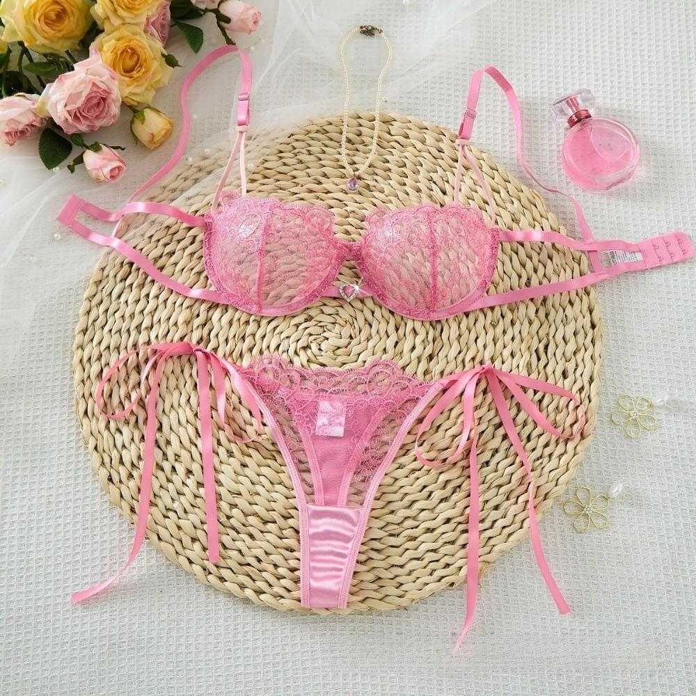 Hollowed-out Thong Bra Suit Lace-up Underwear Sets Versatile Lace Lingerie Set Valentine's Day