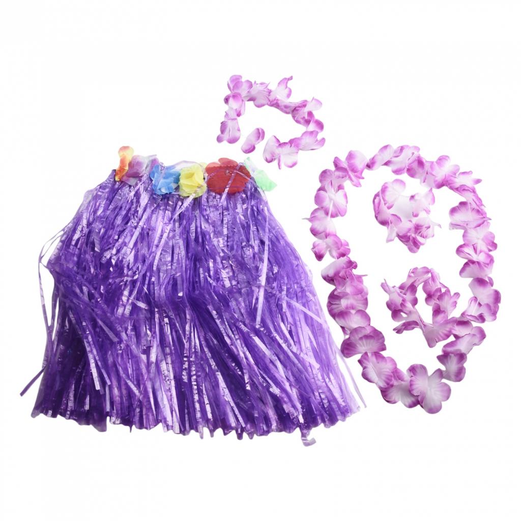 Kinder Sommer Hawaiianischer Gras-Lei Rock Strandkleid Blumenarmband Kostüm Anzug
