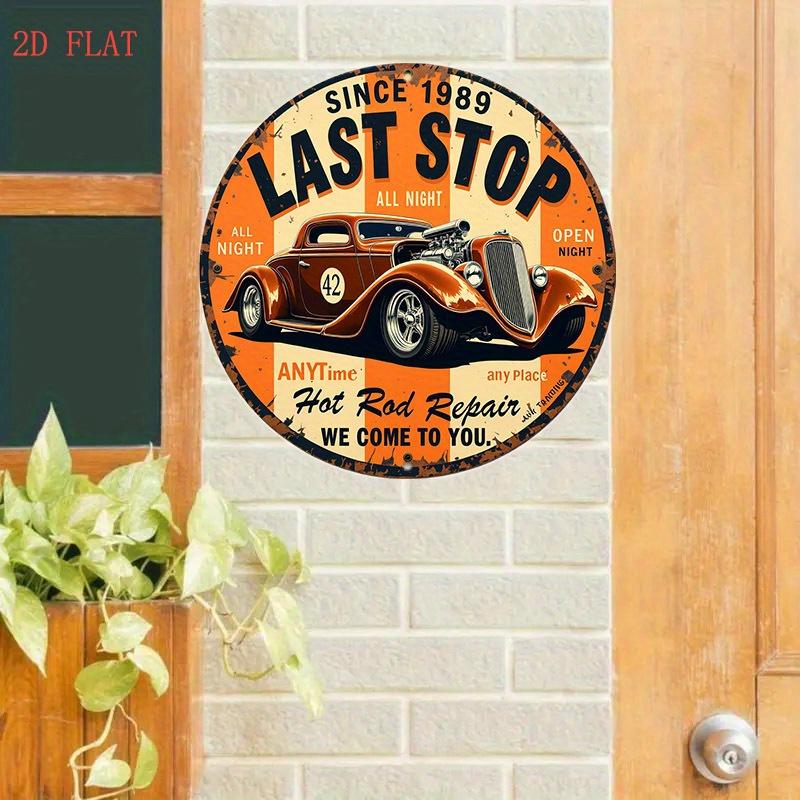 Vintage Metal Sign Last Stop All Night D Wall Decor for Bar Garage 20x20cm(8x8inch)