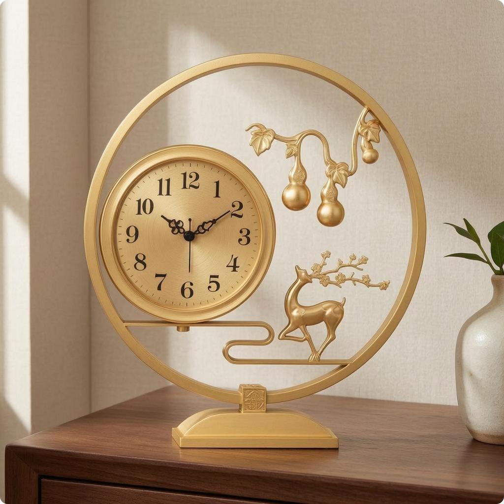 Brass Tabletop Clock Finish Decorative Ornate