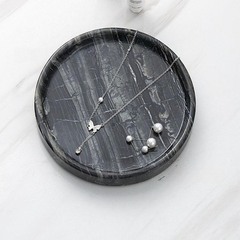 Natural Marble Round Tray Nordic Style Light Luxury Home Decoration Beauty Tray Bathroom Storage Tray