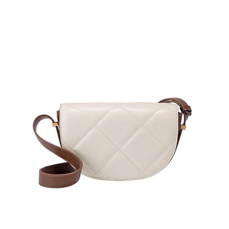 Leather Semi-circular Wide Single-shoulder Leather Women's Bag, Saddle Bag, Niche Crossbody Bag