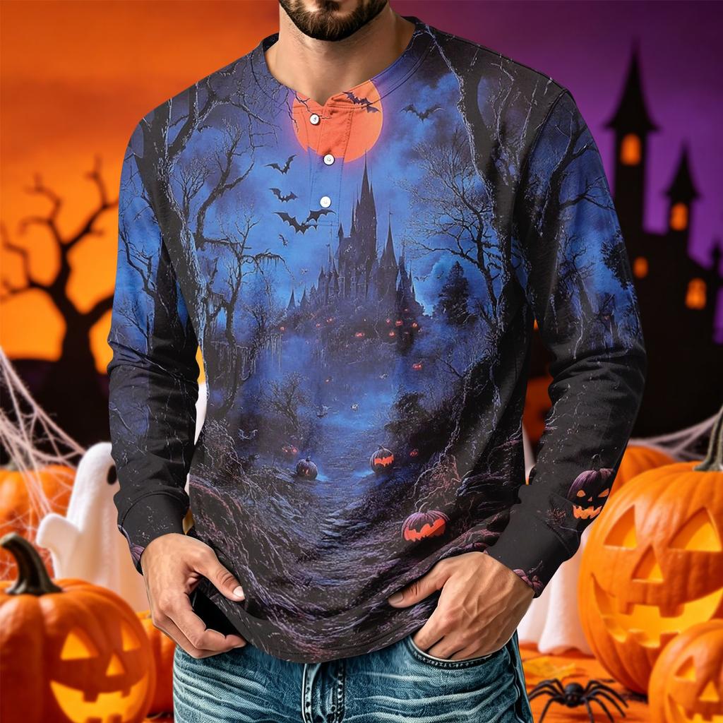 Men's Printed Long Sleeve Casual T-Shirt for Everyday Wear