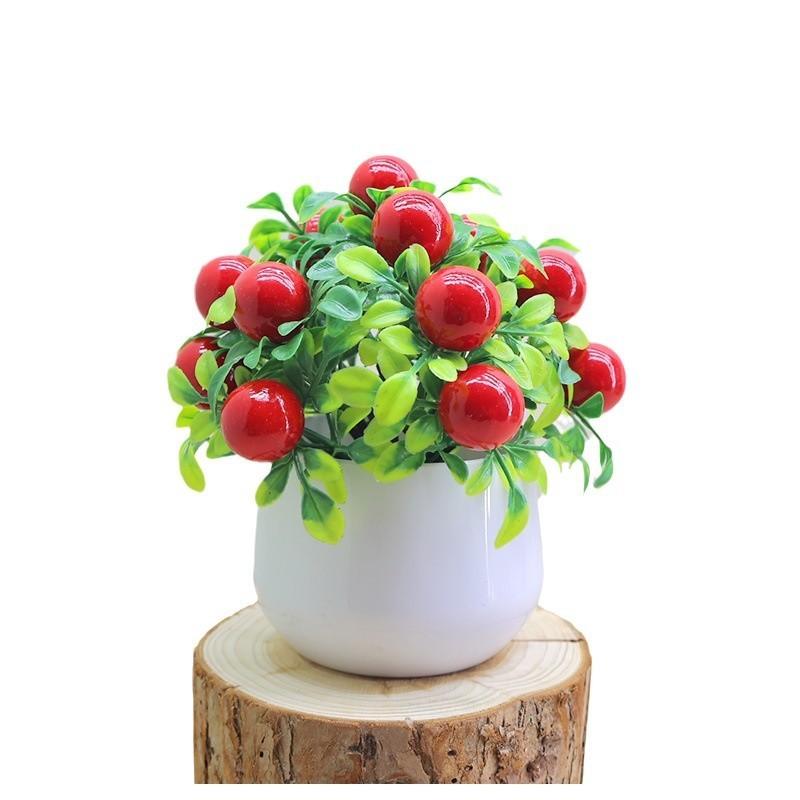 Simulated Green Plants Apples Oranges Cherries Potted Plants Desktop Plant Decor