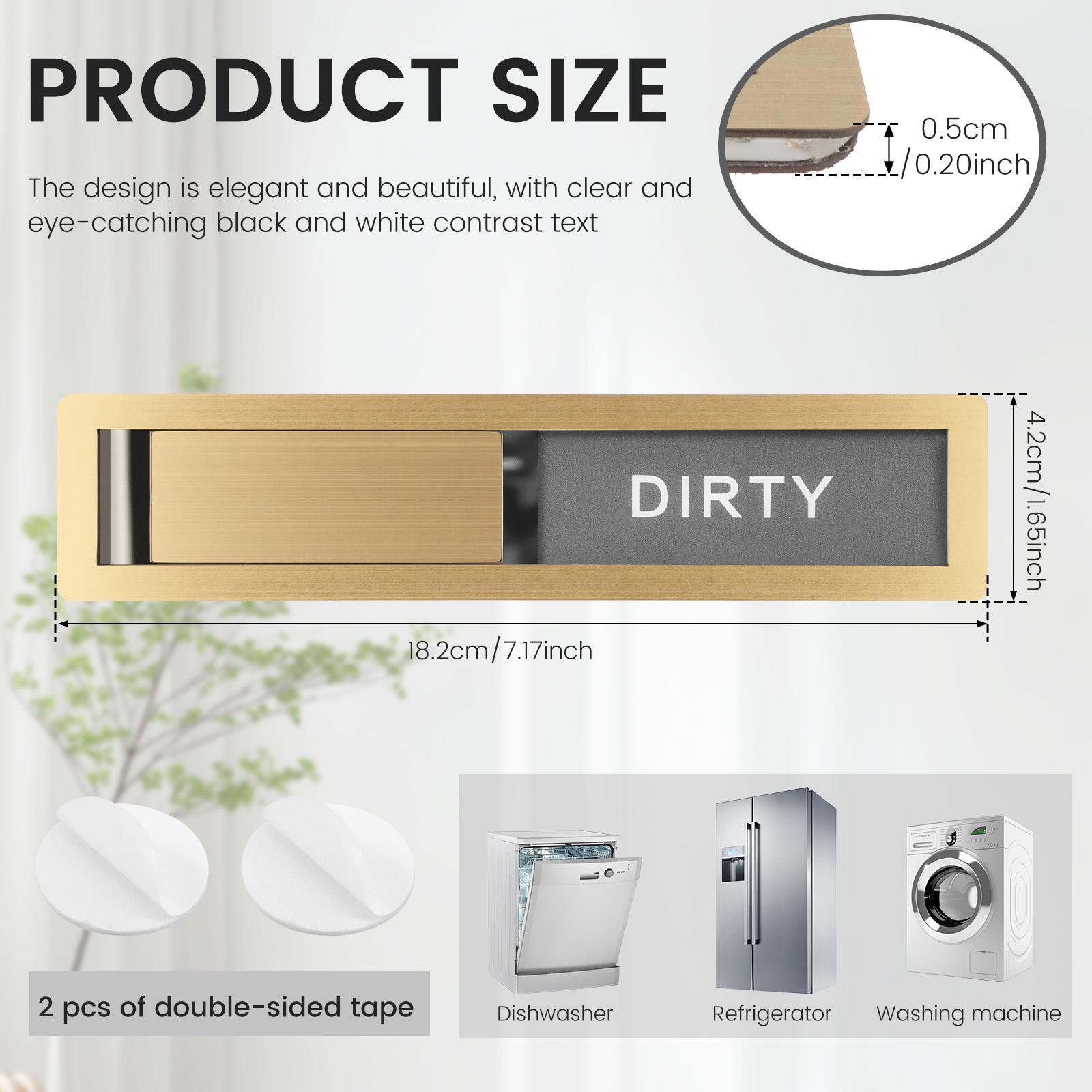 1 Pc Dishwasher Magnet Clean Dirty Sign Premium Stainless Steel Dishwasher Clean/Dirty Magnets with Sticker Adhesive for Home