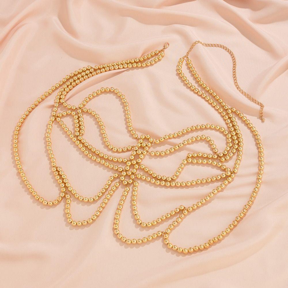 Luxury Beaded Waist Chain Pearl Women Body Chain Personality Shoulder Chain  Female