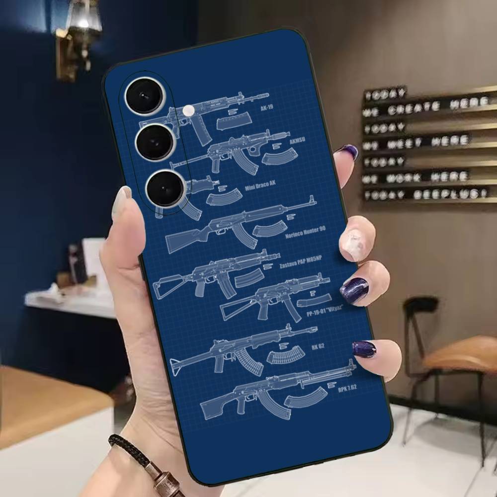 AK47 M16A4 Rifle Gun Phone Case for Samsung Galaxy A14 A15 A16 A24 A25 A34 A35 A54 A55 SamsungJ2prime