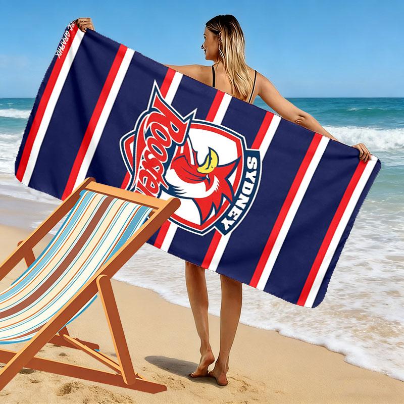 Sydney Roosters Fight Print Beach Towel, Large Soft Quick Dry Towel for Beach Camping Swimming