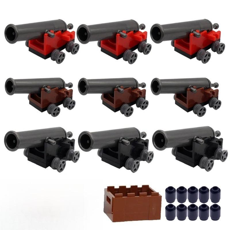 MOC Building Blocks Military Navy Figures Accessories Medieval Cannon Ammunition Wilderness Scene Tent Bonfire Brick Toy Gifts