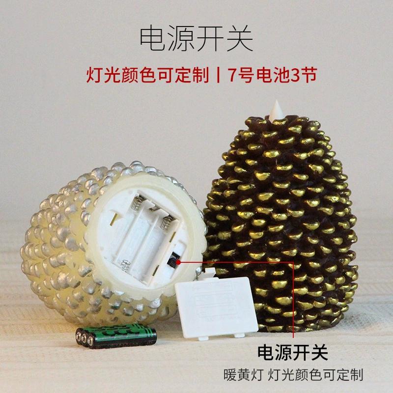 LED Pine Cone Candles Battery Operated Paraffin Pinecone Candles Remote Control Festive Christmas Thanksgiving Decor For Shelf