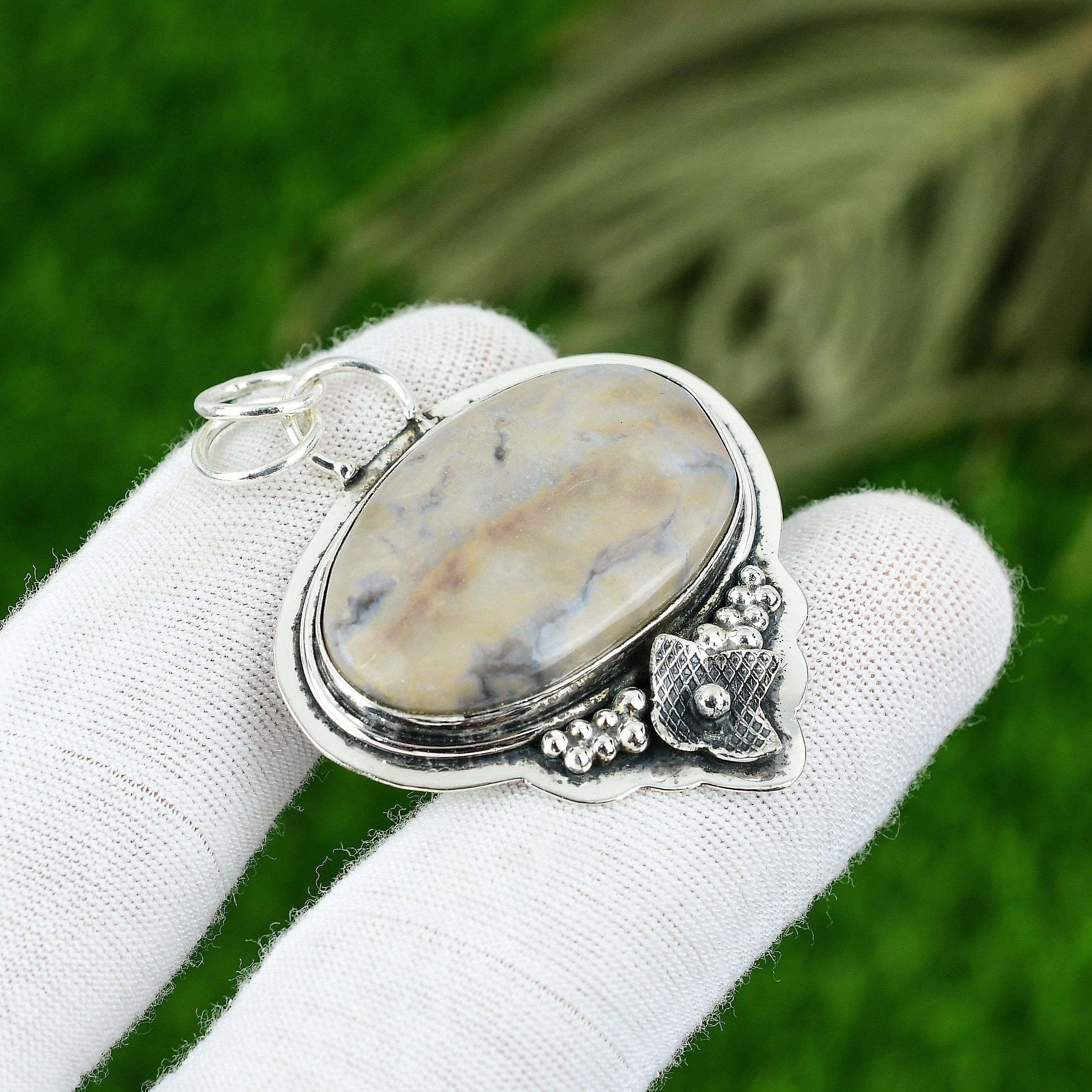 

Wedding Gift For Her 925 Silver Natural Porcelain Jasper Gemstone Pendant