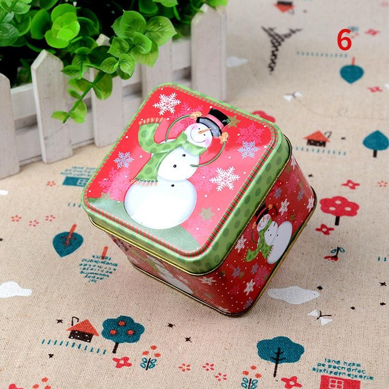 Christmas Candy Tin Box Cartoon Candy Jar Xmas Snowman Box Tea Storage Organizer Metal Box Christmas Gift Box Packaging