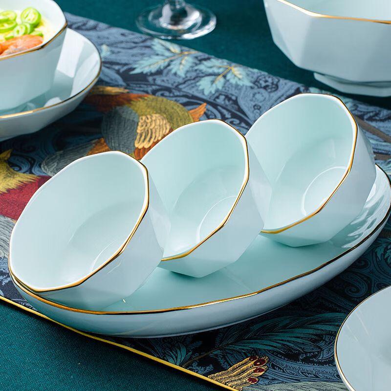 Jingdezhen Light Luxury Hand-Painted Gold Ceramic 60-Piece Tableware Set