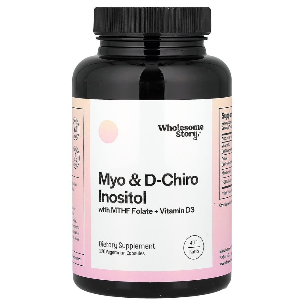 

iHerb MTHF Фолат + Вітамін D3 Міо та D-Хіро Інозитол Вегетаріанські Капсули, 120 шт. 120 pcs - 1 ea