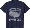 National Parks Map Hiking Travel Camping Outdoors Retro USA Men T Shirt