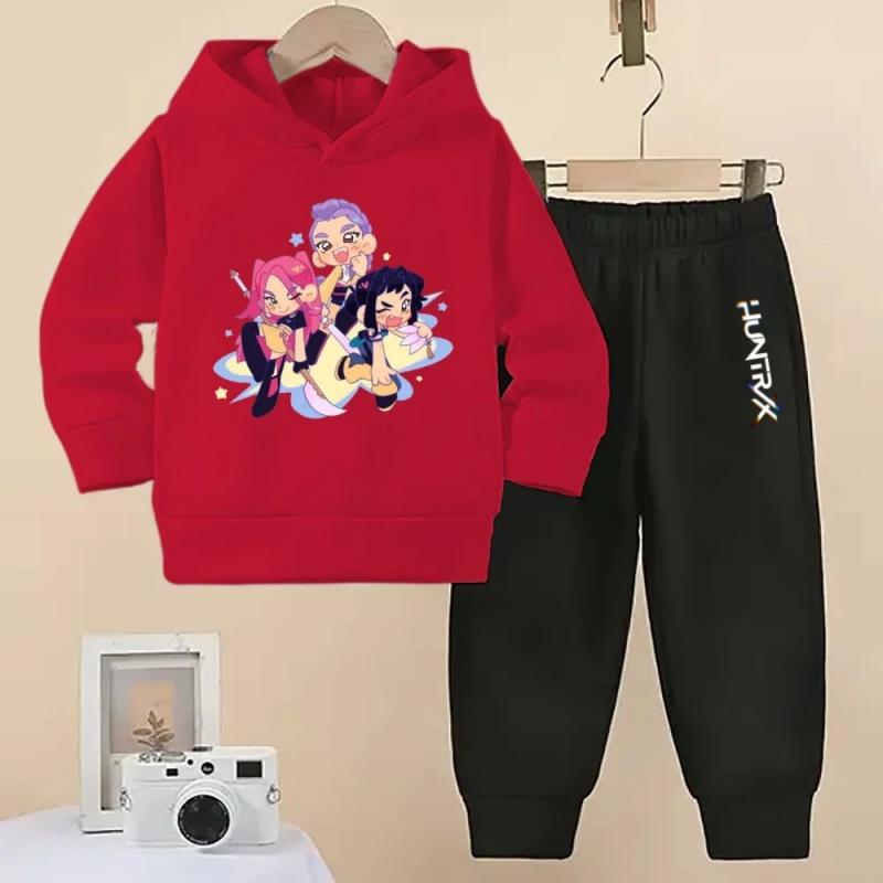 Wunderschöne KPOP Devil Hunter Jungen und Mädchen Frühling und Herbst Kinder Mode Hoodie+Sporthose Lässiges Komfort-Set