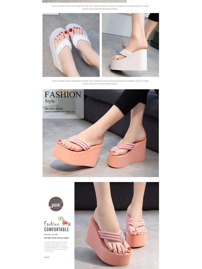 2025 Damplattform Sommarflipflops: Halkfria, Slitstarka, Mångsidiga Mode Sandaler med Tjock Sula och Tygpåse